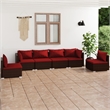 vidaXL 6 Piece Steel Garden Lounge Set in Red/Brown