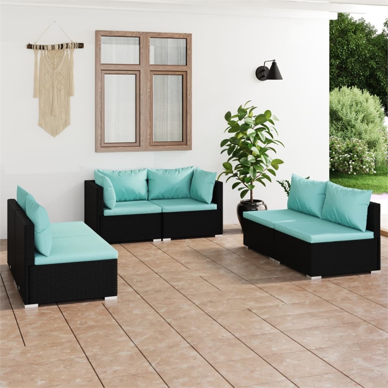 vidaXL 6 Piece Steel Garden Lounge Set in Black