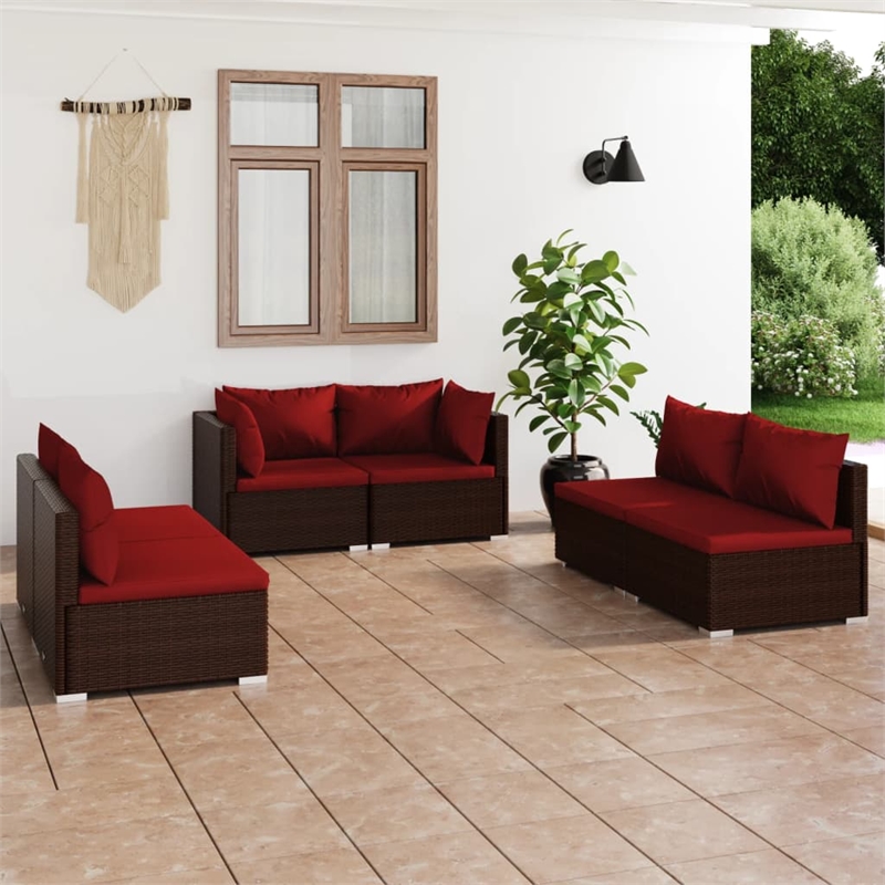 vidaXL 6 Piece Garden Lounge Set in Red/Brown