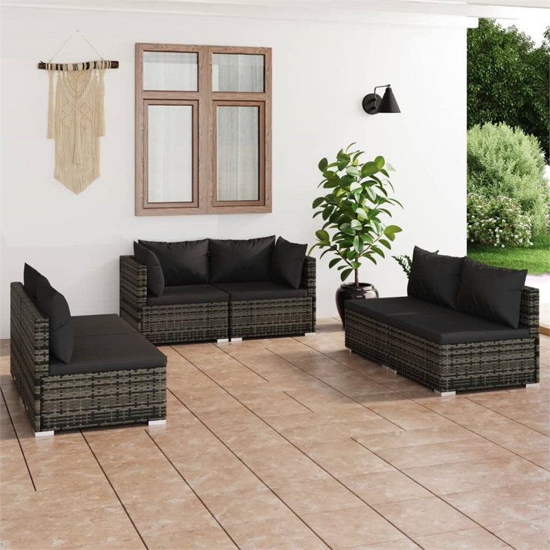 vidaXL 6 Piece Steel Garden Lounge Set in Gray