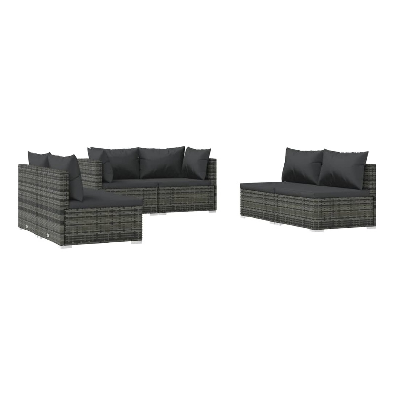vidaXL 6 Piece Steel Garden Lounge Set in Gray