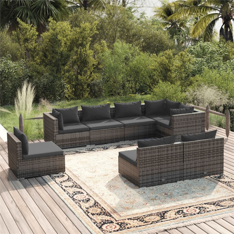 vidaXL 8 Piece Steel Garden Lounge Set in Gray