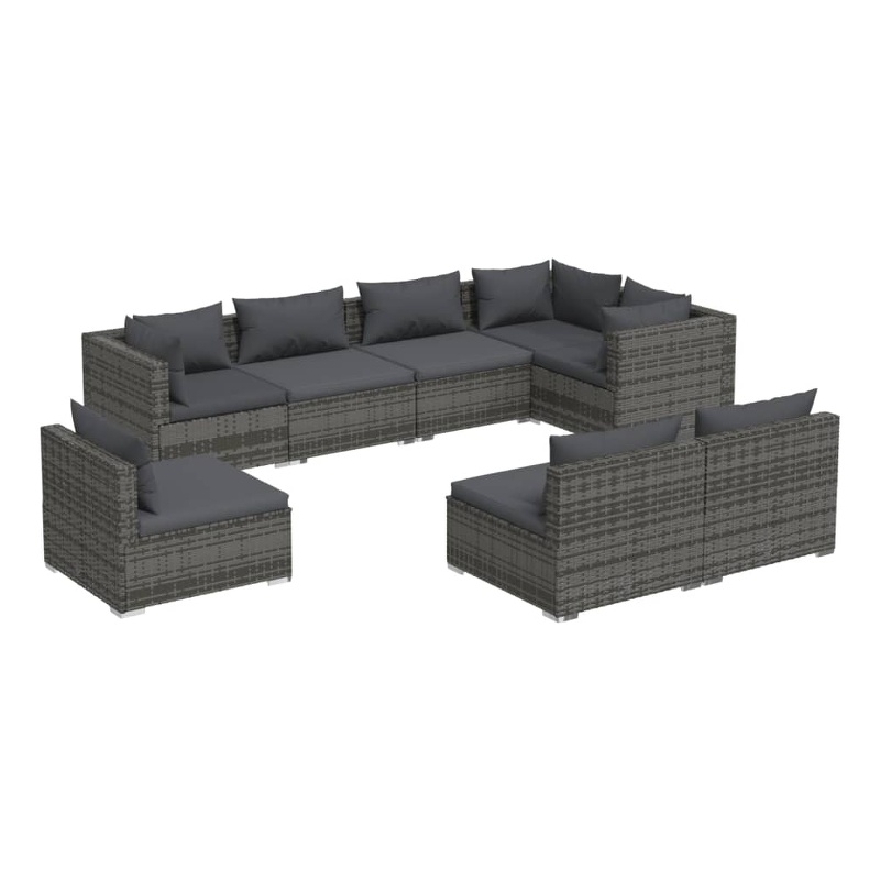vidaXL 8 Piece Steel Garden Lounge Set in Gray