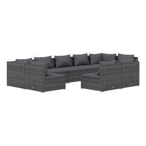 vidaXL 9 Piece Steel Garden Lounge Set in Gray/Anthracite