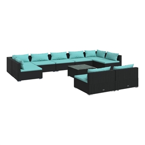 vidaXL 10 Piece Poly Rattan Garden Lounge Set in Black