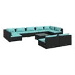 vidaXL 10 Piece Poly Rattan Garden Lounge Set in Black