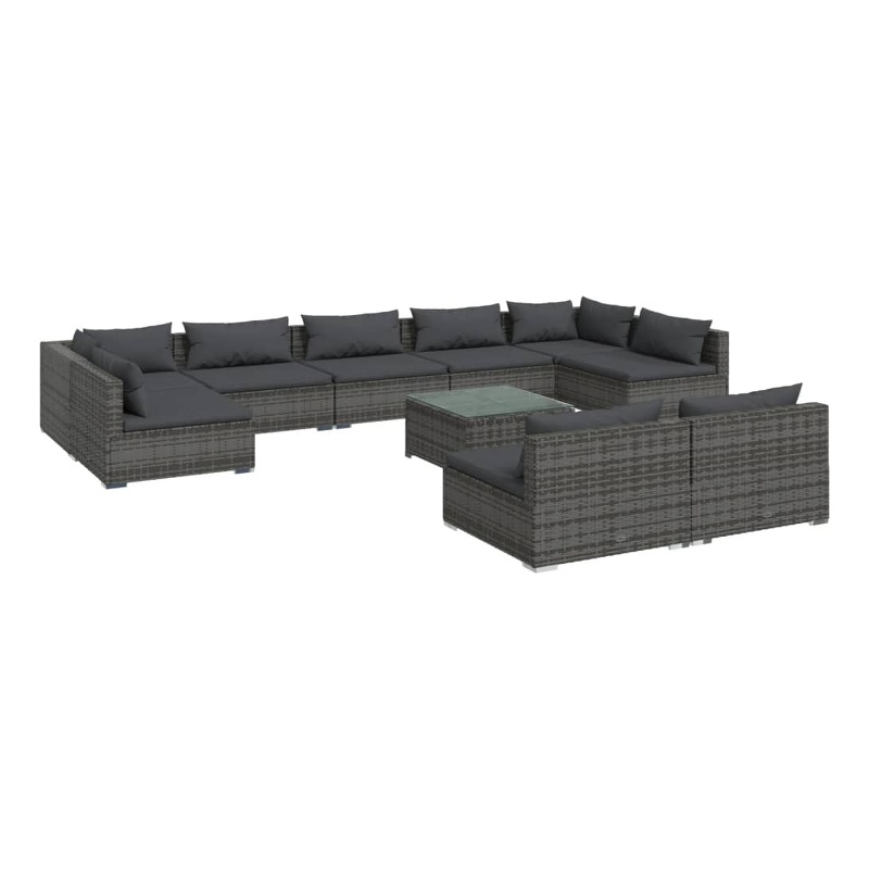 vidaXL 10 Piece Steel Large Garden Lounge Set in Gray