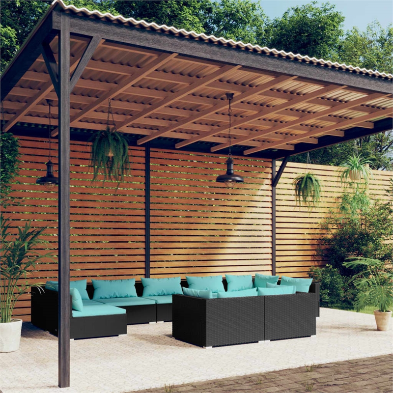 vidaXL 9 Piece Steel Garden Lounge Set in Black