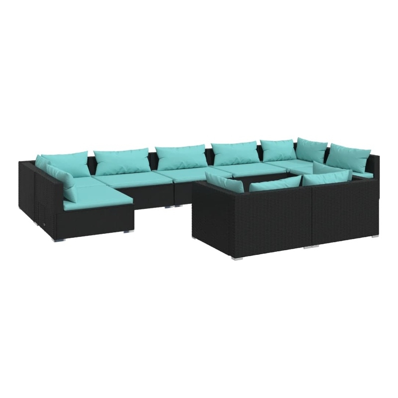 vidaXL 9 Piece Steel Garden Lounge Set in Black
