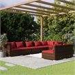 vidaXL 8 Piece Poly Rattan Garden Lounge Set in Red/Brown