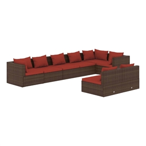 vidaXL 8 Piece Poly Rattan Garden Lounge Set in Red/Brown