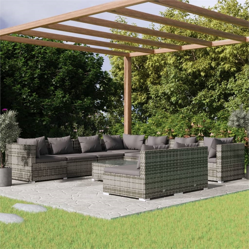 vidaXL 10 Piece Steel Garden Lounge Set in Gray