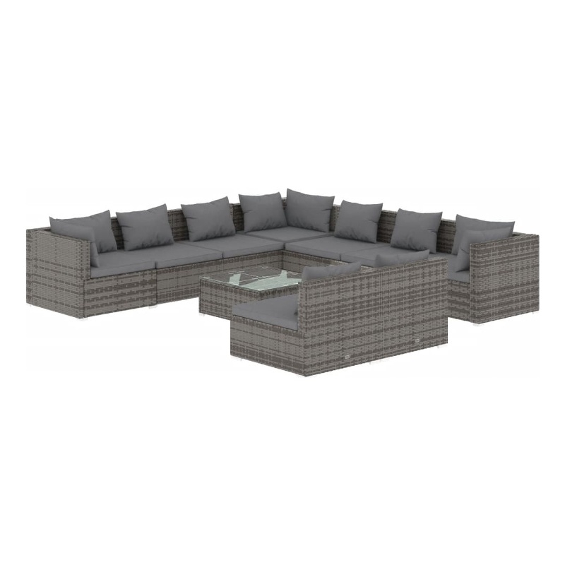 vidaXL 10 Piece Steel Garden Lounge Set in Gray