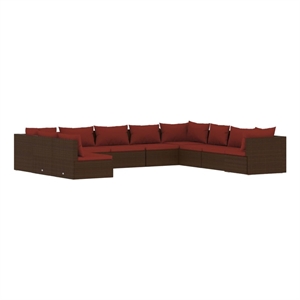 vidaXL 10 Piece Poly Rattan Garden Lounge Set in Brown