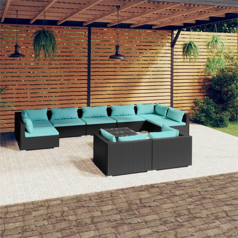 vidaXL Poly Rattan Garden Lounge Set in Black