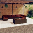 vidaXL Poly Rattan Garden Lounge Set in Red/Brown