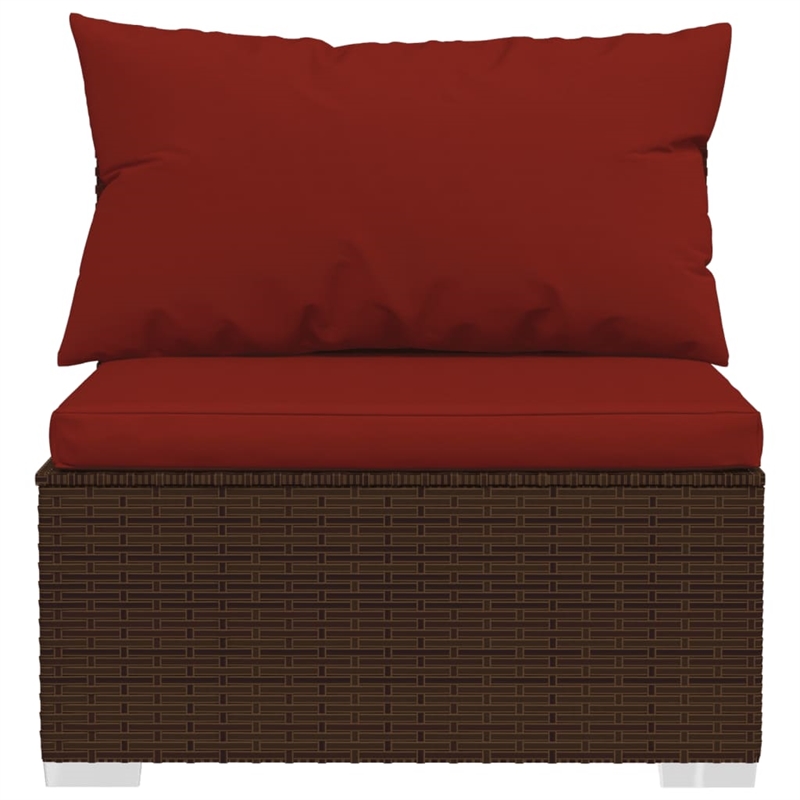 vidaXL Poly Rattan Garden Lounge Set in Red/Brown