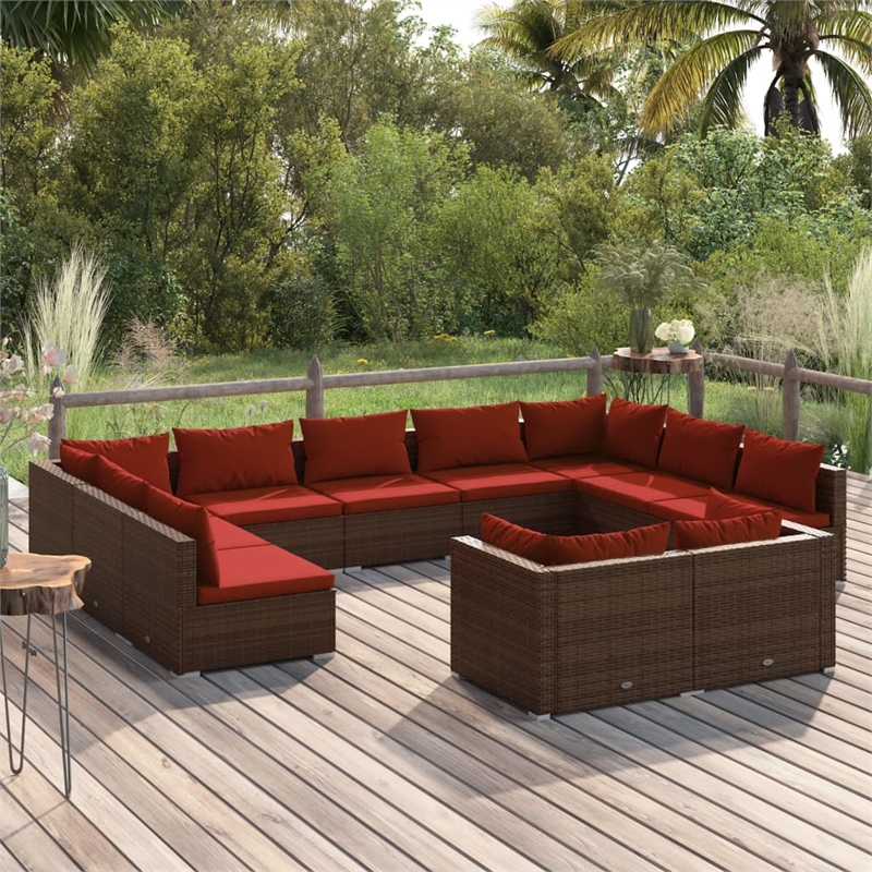 vidaXL 11 Piece Steel Garden Lounge Set in Brown
