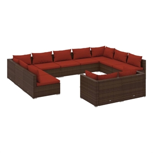 vidaXL 11 Piece Steel Garden Lounge Set in Brown