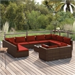 vidaXL 12 Piece Steel Garden Lounge Set in Red/Brown