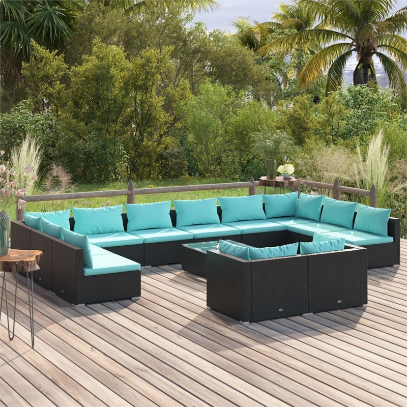 vidaXL Steel Large Garden Lounge Set in Black
