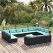 vidaXL 14 Piece Garden Lounge Set in Black/Blue