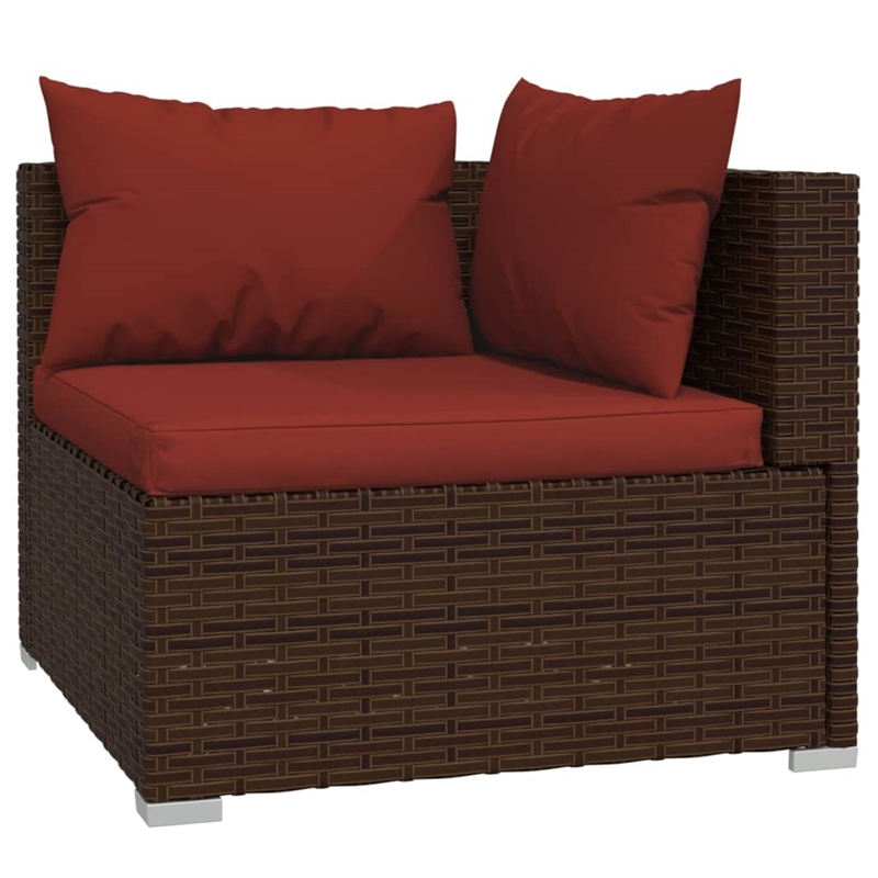vidaXL Poly Rattan Large Garden Lounge Set in Brown