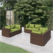 vidaXL 6 Piece Poly Rattan Large Garden Lounge Set in Green/Brown
