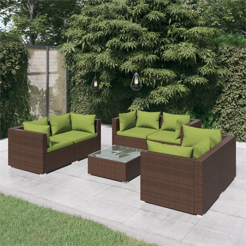 vidaXL 7 Piece Garden Lounge Set in Green/Brown