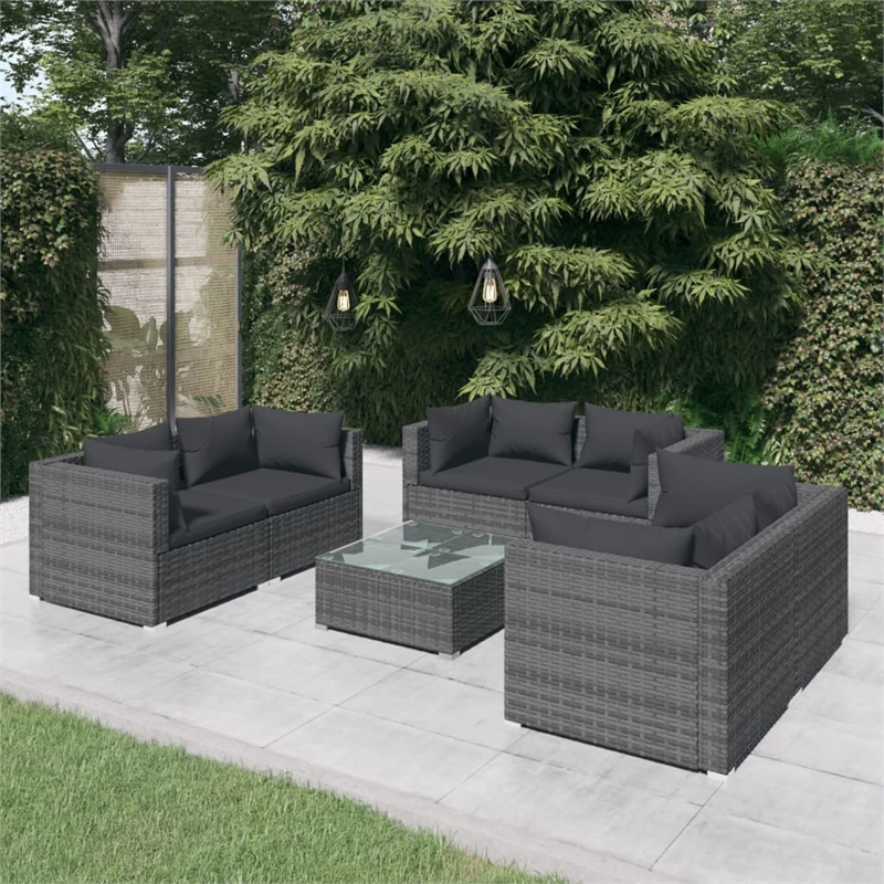 vidaXL 7 Piece Garden Lounge Set in Gray