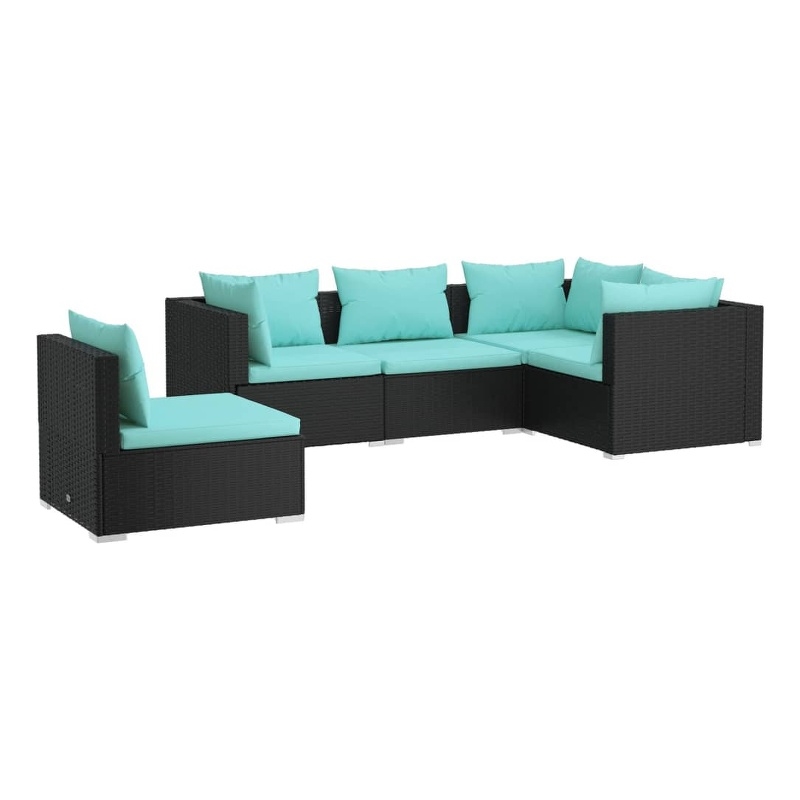 vidaXL 5 Piece Garden Lounge Set in Black/Blue