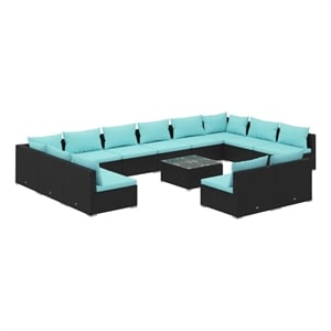 vidaXL 13 Piece Steel Garden Lounge Set in Black/Blue