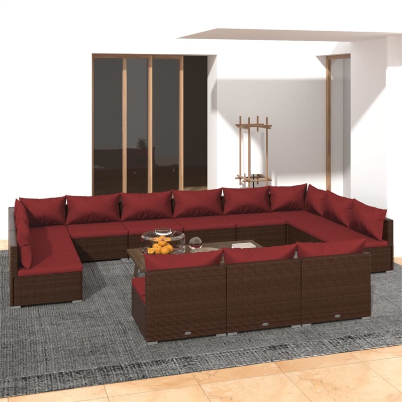 vidaXL 13 Piece Steel Large Garden Lounge Set in Brown