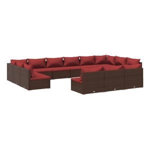 vidaXL 13 Piece Steel Large Garden Lounge Set in Brown