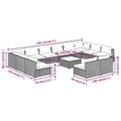 vidaXL 13 Piece Steel Small Garden Lounge Set in Brown