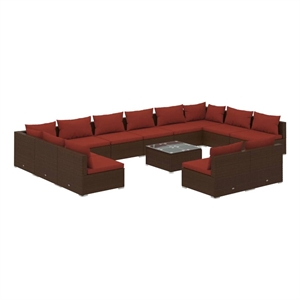 vidaXL 13 Piece Steel Small Garden Lounge Set in Brown
