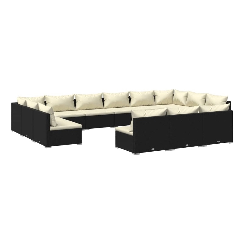 vidaXL 13 Piece Steel Garden Lounge Set in Black
