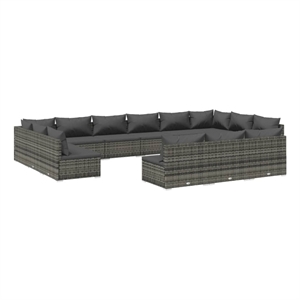vidaXL 13 Piece Poly Rattan Garden Lounge Set in Gray