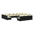 vidaXL 14 Piece Poly Rattan Garden Lounge Set in Black/Cream