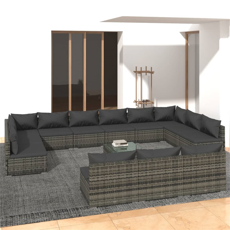 vidaXL 14 Piece Garden Lounge Set in Gray/Anthracite