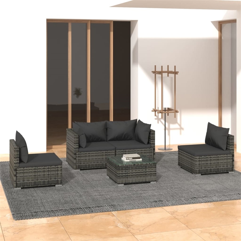 vidaXL 5 Piece Steel Garden Lounge Set in Gray