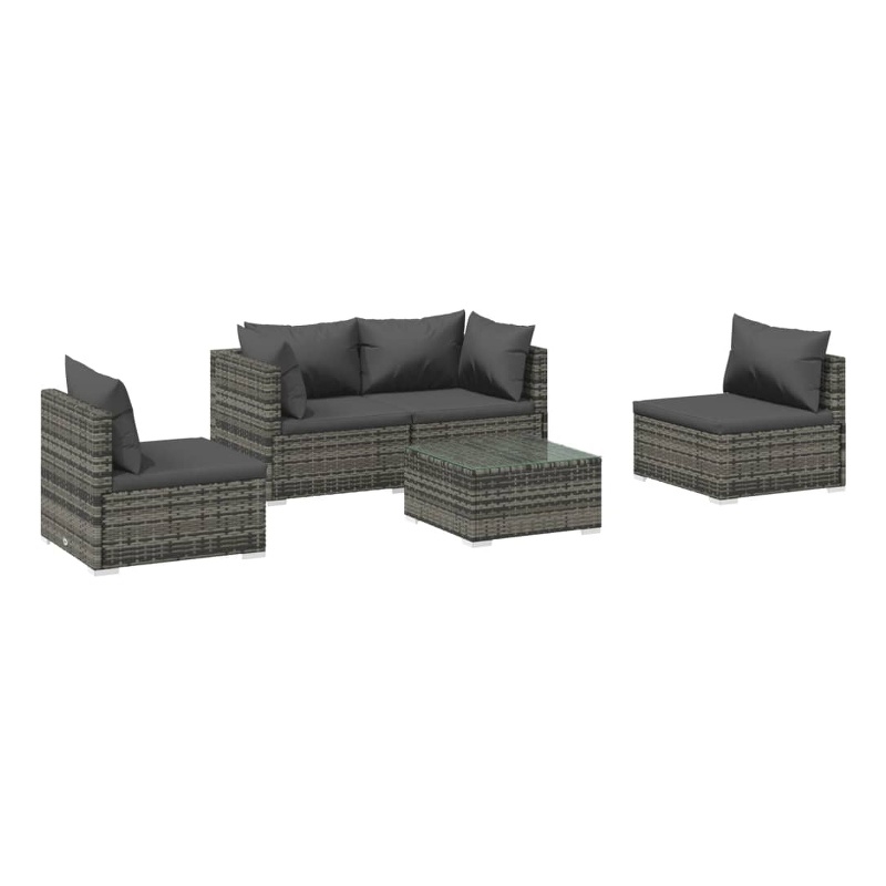 vidaXL 5 Piece Steel Garden Lounge Set in Gray