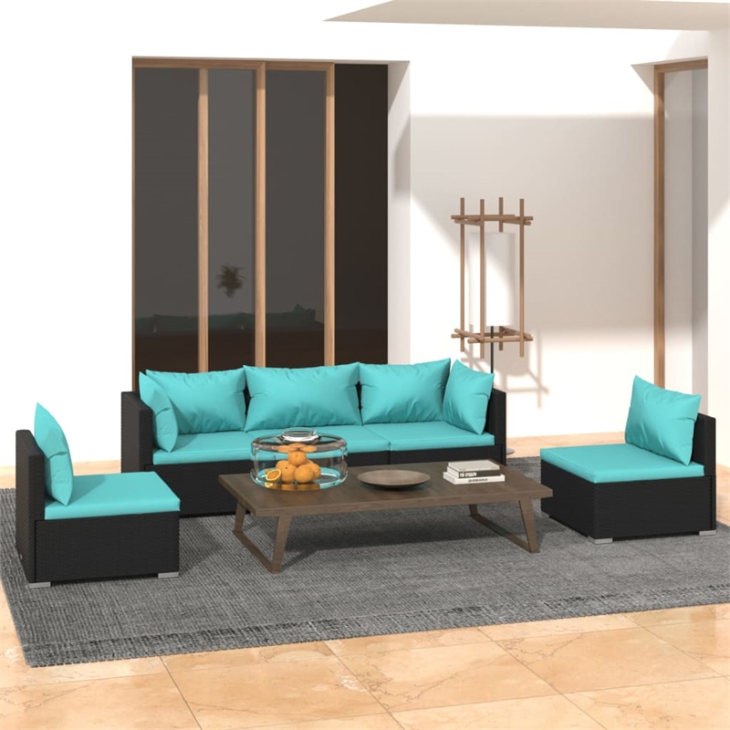 vidaXL 5 Piece Garden Lounge Set in Black