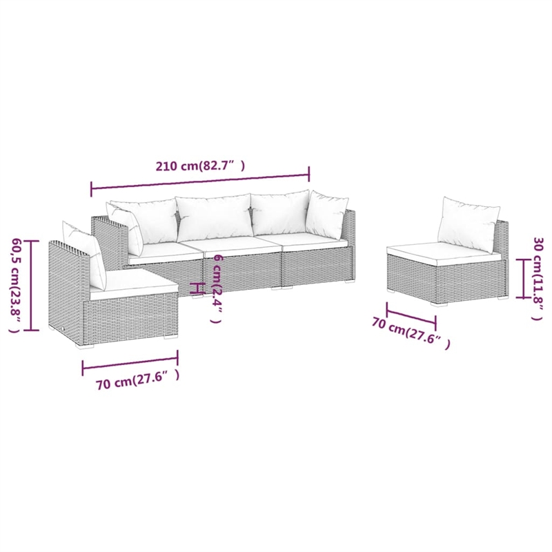 vidaXL 5 Piece Garden Lounge Set in Black