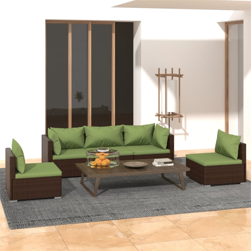 vidaXL 5 Piece Steel Garden Lounge Set in Brown