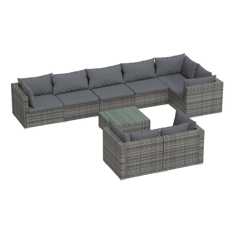 vidaXL 9 Piece Steel Small Garden Lounge Set in Gray