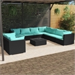 vidaXL 10 Piece Garden Lounge Set in Black/Blue