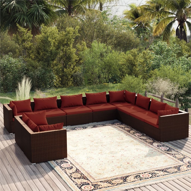 vidaXL Poly Rattan Garden Lounge Set in Brown