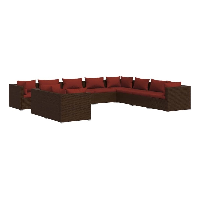 vidaXL Poly Rattan Garden Lounge Set in Brown