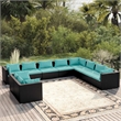 vidaXL 10 Piece Garden Lounge Set in Black/Blue